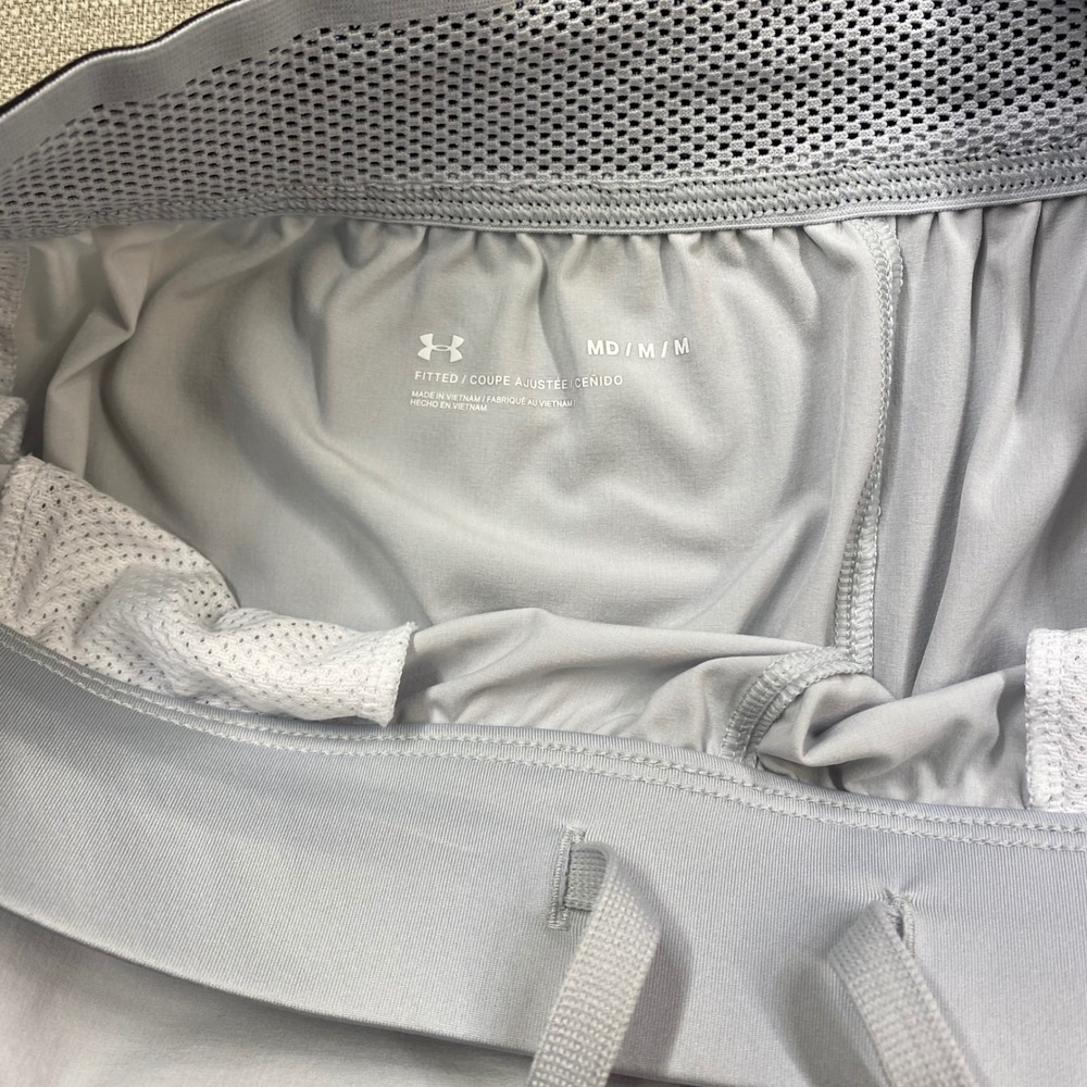 Under Armour Mens Stretch Woven White Training Unlined Shorts Fitted Size Medium - Picture 8 of 9